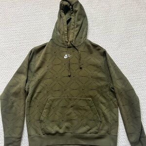 Nike Men's Forest Green Patterned Hoodie large